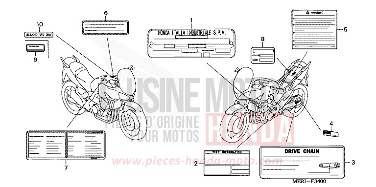 ETIQUETTE DE PRECAUTIONS de CBF600S ABS NORTH POLE BLUE METALLIC (PB342) de 2005